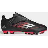 adidas Junior F50 Club Velcro Firm Ground Football Boots - Black, Black, Size 9