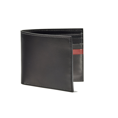 Bifold Wallet One Stripe - Black Calf