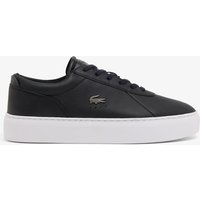 Lacoste Court Set Leather Lace-Up Trainers Black