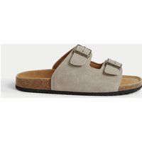 M&S Suede Slip-On Corkbed Sandals Sand