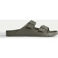 M&S Moulded Footbed Two Strap Slider Sandals Khaki