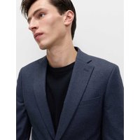 M&S Tailored Fit Textured Stretch Suit Jacket Navy