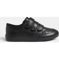 M&S Kids' Triple Riptape Leather School Shoes (2½ Large - 9 Large) Black
