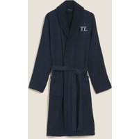 M&S Personalised Men's Cotton Dressing Gown Navy