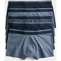 M&S 5 Pack Cotton Stretch Cool & Fresh™ Hipsters Blue Mix