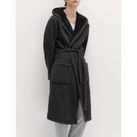 M&S Fleece Supersoft Hooded Dressing Gown Grey Mix