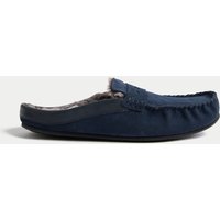 M&S Suede Mule Moccasins Navy