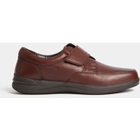 M&S Wide Fit Leather Riptape Shoes Brown