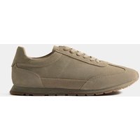 M&S Suede Lace Up Runner Trainers Stone