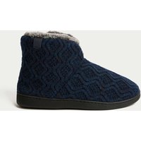 M&S Knitted Slipper Boots with Freshfeet™ Navy