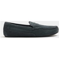 M&S Suede Moccasin Slippers with Freshfeet™ Med Blue Denim
