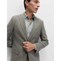 M&S Tailored Fit Textured Stretch Suit Jacket Neutral