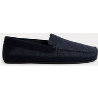 M&S Herringbone Moccasin Slippers with Freshfeet™ Navy