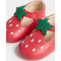 M&S Strawberry Riptape Pram Shoes (0-18 Mths) Blush Pink
