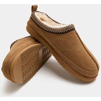 M&S Suede Collared Embroidered Mule Slippers Tan