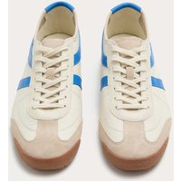 M&S Slimline Leather Trainers Blue Mix