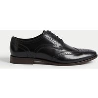M&S Wide Fit Leather Brogues Black