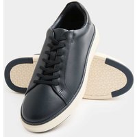 M&S Leather Shower Resistant Lace-Up Trainers Navy