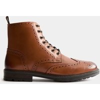 M&S Leather Brogue Chukka Boots Tan