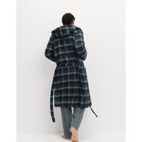 M&S Pure Cotton Checked Dressing Gown Green Mix