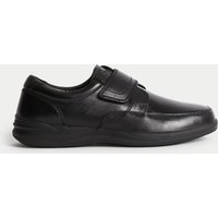 M&S Wide Fit Leather Riptape Shoes Black