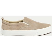 M&S Suede Slip-On Pumps Stone