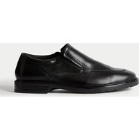 M&S Wide Fit Leather Slip-On Shoes Black