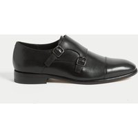 M&S Leather Monk Strap Shoes Black