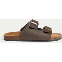 M&S Leather Slip-On Sandals Chocolate