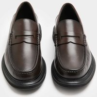 M&S Leather Slip-On Loafers Dark Brown