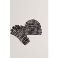 Ted Baker Knitted Hat & Gloves Set Grey