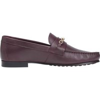 Tommy Hilfiger Leather Chain Trim Monogram Loafers Burgundy