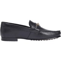 Tommy Hilfiger Leather Chain Trim Monogram Loafers Black