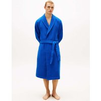 Tommy Hilfiger Original Pure Cotton Waffle Knit Dressing Gown Blue