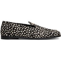 Tommy Hilfiger Pony Hair Leather Slip On Flat Loafers Black