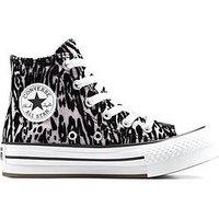 Converse Chuck Taylor All Star Hi-Top Sneakers Leopard Eva Lift, Grey, Size 11 Younger