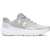 UNDER ARMOUR Junior Girls Surge 4 Trainers, Halo Gray / White / Iridescent, Size 5 Older