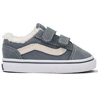 Vans Toddler Old Skool Velcro Trainers, Grey, Size 4 Younger