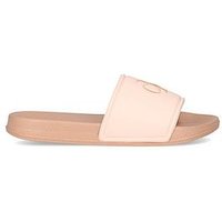 Calvin Klein Jeans Girls Logo Print Pool Sliders, Pink, Size 11.5 Younger