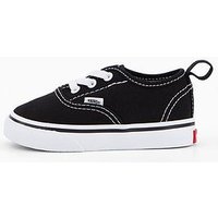 Vans Toddler Authentic Elastic Lace Trainers, Black/White, Size 5 Younger