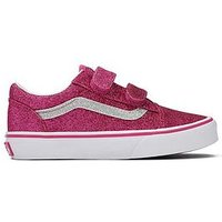 Vans Kids Old Skool Velcro Trainers, Pink, Size 2 Older